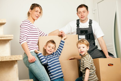 Moving van and boxes for a Teddington home move