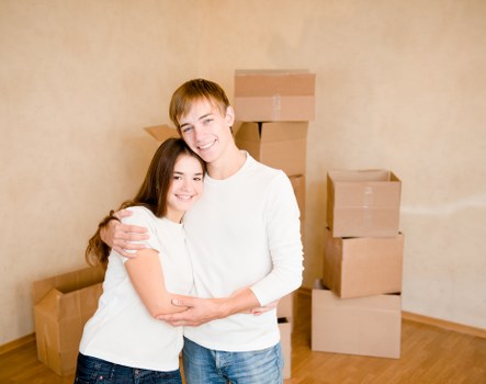 Packed moving boxes ready for a house removal in Teddington