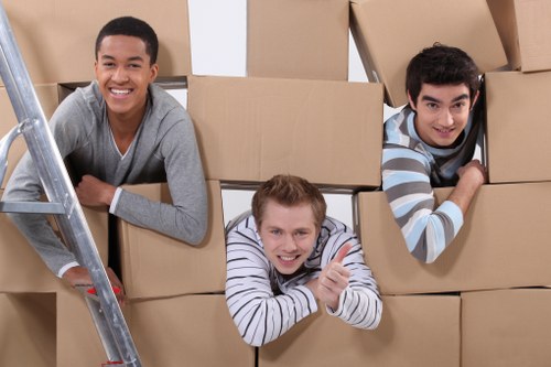 Office relocation equipment prepared for transport in Teddington